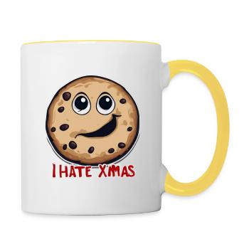 Je déteste Noël Funny Cookie Cookie Avent - Mug contrasté - blanc/jaune - Droite
