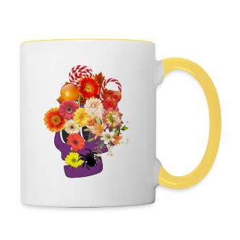 Floral Skull - Contrasting Mug - white/yellow - Right