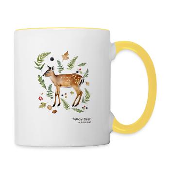 Daim avec nom en texte foncé - Mug contrasté - blanc/jaune - Droite