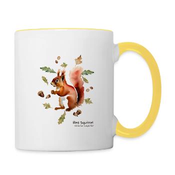 Red Squirrel with name in dark text - Contrasting Mug - white/yellow - Right