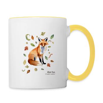Fox with name in dark text - Contrasting Mug - white/yellow - Right