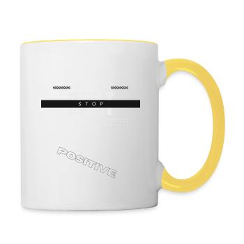 Just Wait for a little conversation and Chat - Contrasting Mug - white/yellow - Right