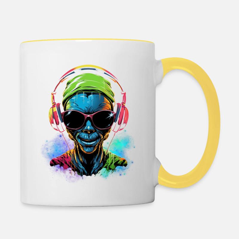 Alien Rave - Tasse zweifarbig - Weiß/Gelb