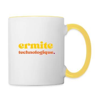 Ermite Technologique - Geschenkidee für Geeks - Tasse zweifarbig - Weiß/Gelb - Rechts