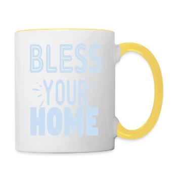 Bless your Home - Tasse zweifarbig - Weiß/Gelb - Rechts