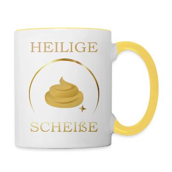 Heilige Kacke ... - Tasse zweifarbig - Weiß/Gelb - Rechts