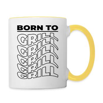 Born To Grill - Funny Gift for Grill Enthusiasts - Contrasting Mug - white/yellow - Right