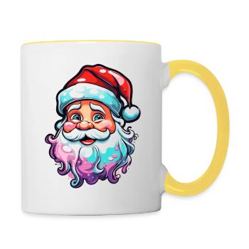 Père Noël / Hiver / Réveillon de Noël / Neige - Mug contrasté - blanc/jaune - Droite