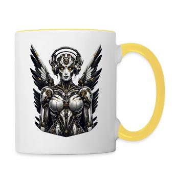 Cyber Techno Girl - Tasse zweifarbig - Weiß/Gelb - Rechts