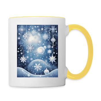 Wintergrüße zur Weihnachtszeit - Tasse zweifarbig - Weiß/Gelb - Rechts