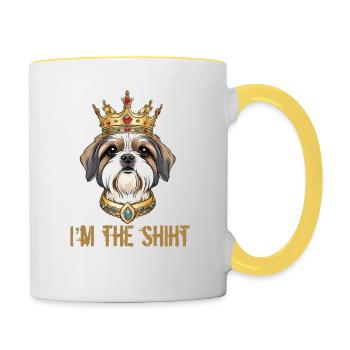 Scheiße Tzu König - Tasse zweifarbig - Weiß/Gelb - Rechts