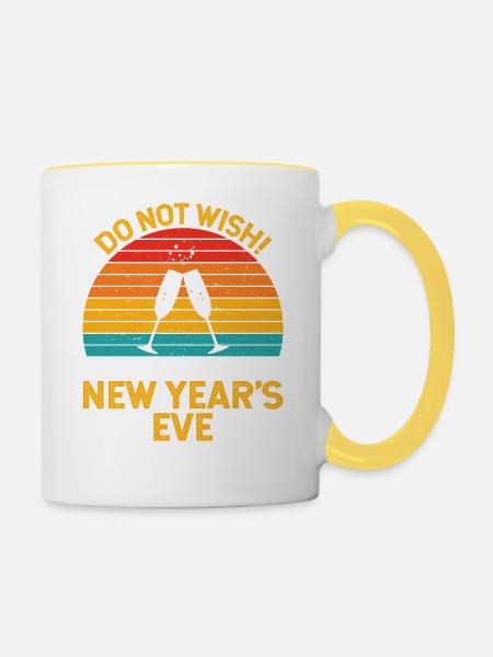 New Year - Tasse zweifarbig - Weiß/Gelb