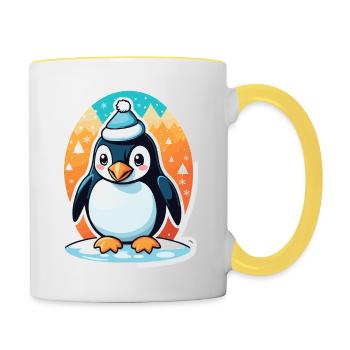 Penguin Christmas Illustration - Contrasting Mug - white/yellow - Right