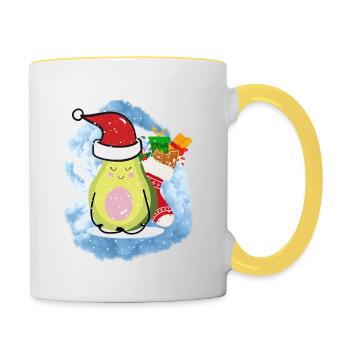 Yoga à Noël - Mug contrasté - blanc/jaune - Droite