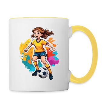 Footballer / Sport / Soccer Field / Club / FC - Contrasting Mug - white/yellow - Right