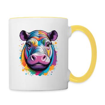Hippopotame - Mug contrasté - blanc/jaune - Droite