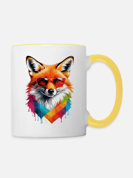 Rotfuchs - Tasse zweifarbig - Weiß/Gelb