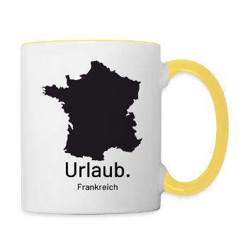 Frankreich. Urlaub. - Tasse zweifarbig - Weiß/Gelb - Rechts