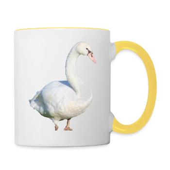 Cygne, Canard, Oiseau, Oie - Mug contrasté - blanc/jaune - Droite