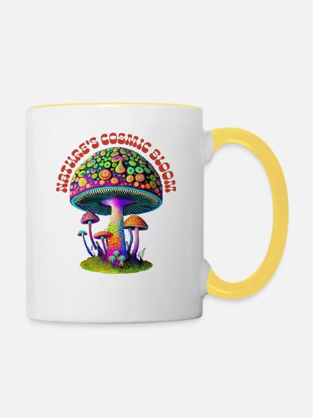 Psychedelic Mashroom - Tasse zweifarbig - Weiß/Gelb