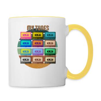 Ma cassette rétro Tune - Mug contrasté - blanc/jaune - Droite