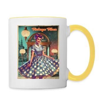Vintage Vibes Jukebox - Contrasting Mug - white/yellow - Right