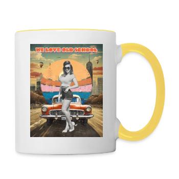 We Love Old School Poster - Contrasting Mug - white/yellow - Right