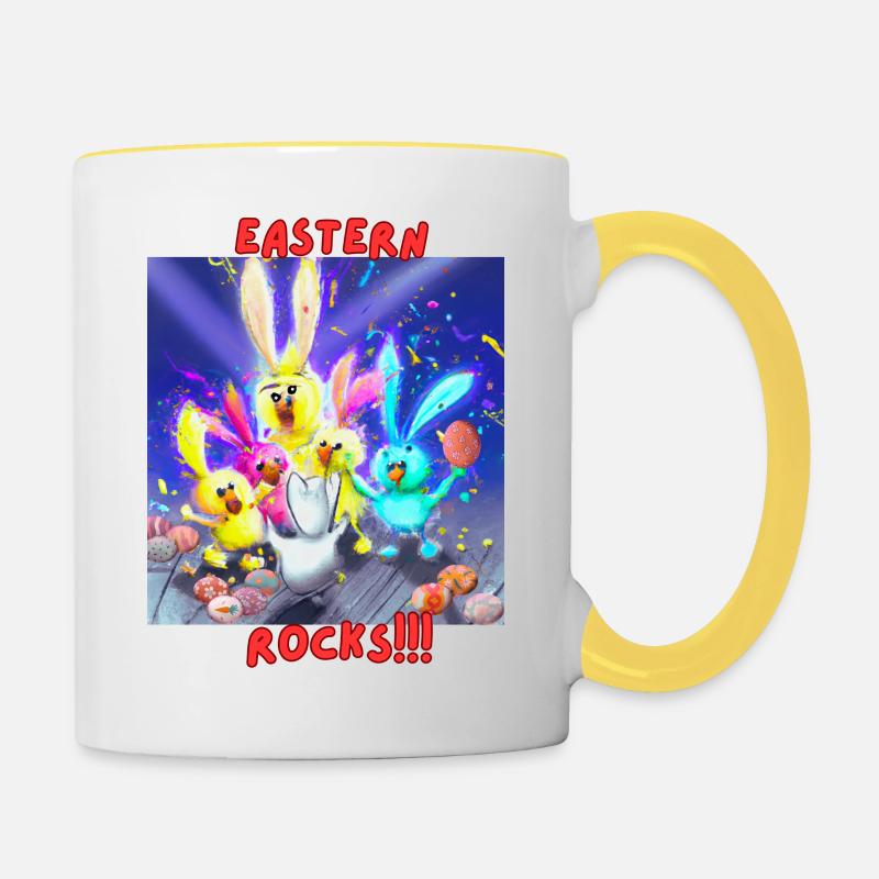 Easter rocks - Contrasting Mug - white/yellow