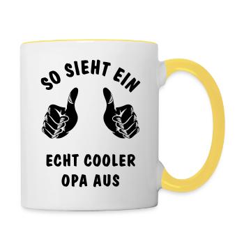 cooler opa - Tasse zweifarbig - Weiß/Gelb - Rechts