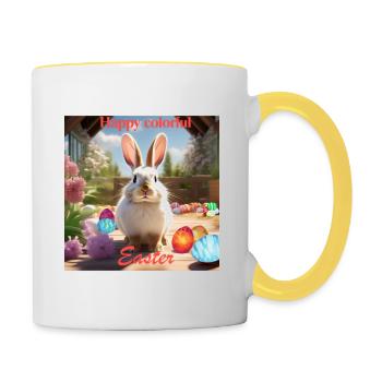 Ostern - Tasse zweifarbig - Weiß/Gelb - Rechts