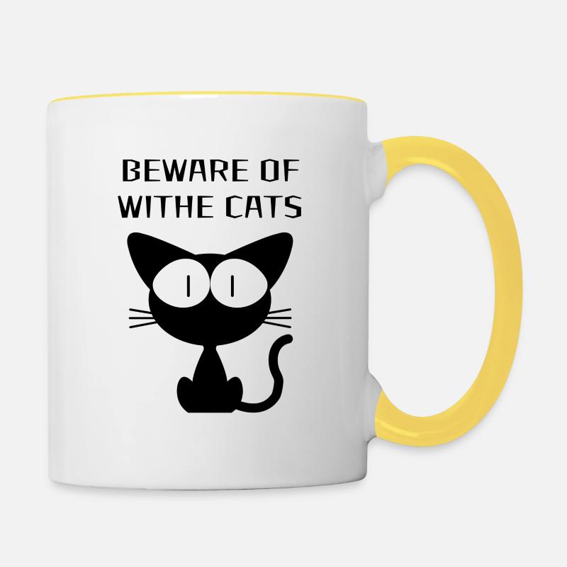 AVEC CHATS - Mug contrasté - blanc/jaune