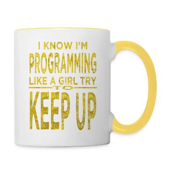 Birthday Present C Plus Plus PC Frontend Developer - Contrasting Mug - white/yellow - Right