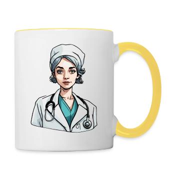 Médecin / professionnel de la santé / médecin / profession / spécialiste - Mug contrasté - blanc/jaune - Droite