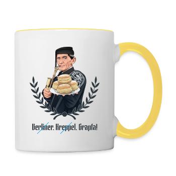 Rieser Grantler // Illustration - Tasse zweifarbig - Weiß/Gelb - Rechts