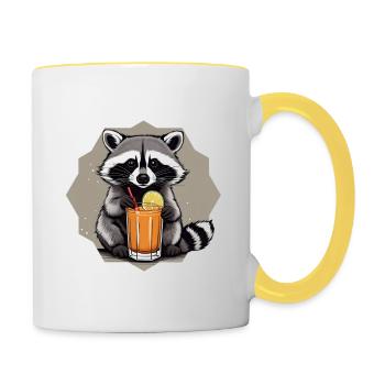 Cocktail schlürfen Waschbär - Tasse zweifarbig - Weiß/Gelb - Rechts