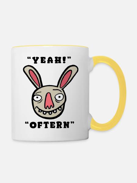 Yeah - Oftern - Tasse zweifarbig - Weiß/Gelb