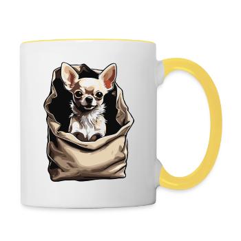 Chihuahua / small dog / animal / tiny / breed - Contrasting Mug - white/yellow - Right