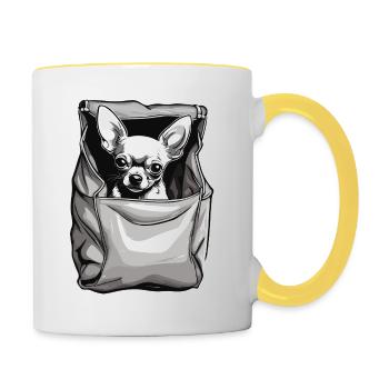Chihuahua / small dog / animal / tiny / breed - Contrasting Mug - white/yellow - Right