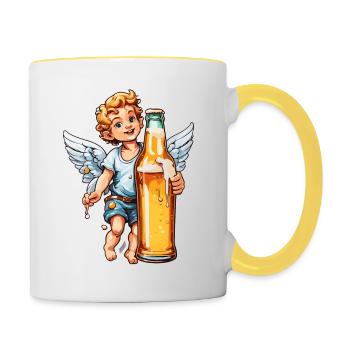 Cupid / Love / Arrow / Heart / Valentine's Day - Contrasting Mug - white/yellow - Right