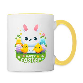 Happy Easter bunny - Contrasting Mug - white/yellow - Right