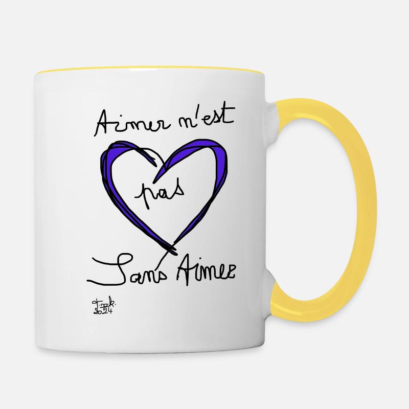 Aimer n.est pas sans Aimer - Mug contrasté - blanc/jaune