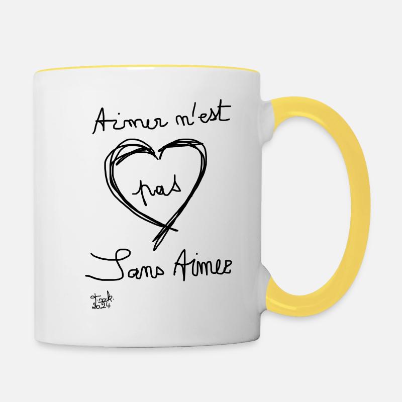 Aimer n.est pas sans Aimer - Mug contrasté - blanc/jaune