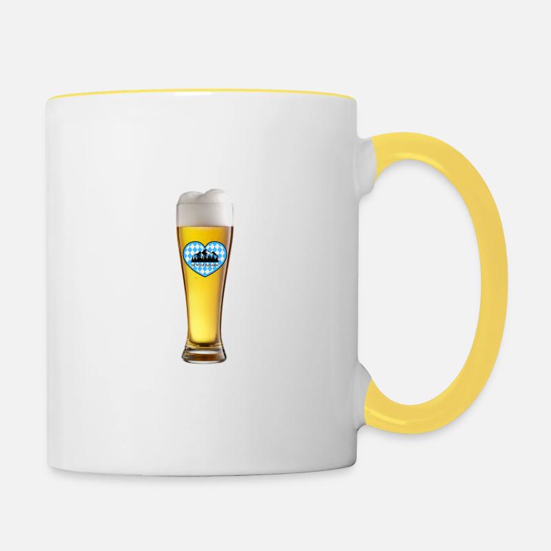 Waidler gscheids Bier - Tasse zweifarbig - Weiß/Gelb