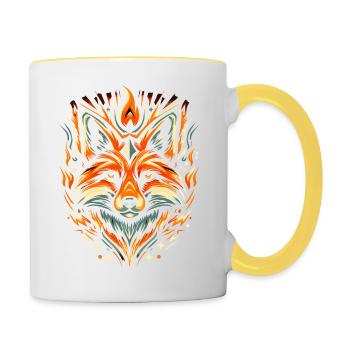 Renard - Mug contrasté - blanc/jaune - Droite