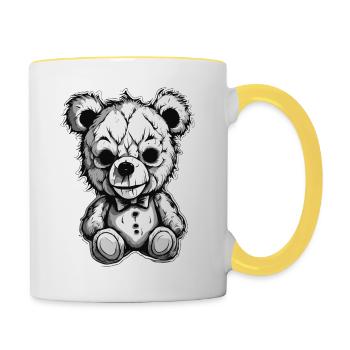 Teddybär / Kuscheltier / Stofftier / Geschenkidee - Tasse zweifarbig - Weiß/Gelb - Rechts