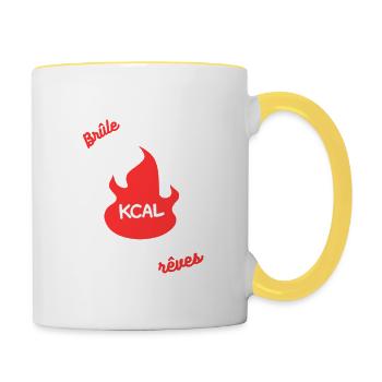 Brûle des calories : T-shirt motivation - Mug contrasté - blanc/jaune - Droite