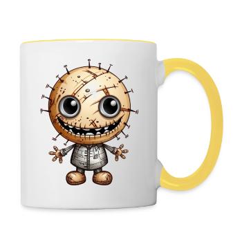 Unique Voodoo Doll Design for City Fashion - Contrasting Mug - white/yellow - Right