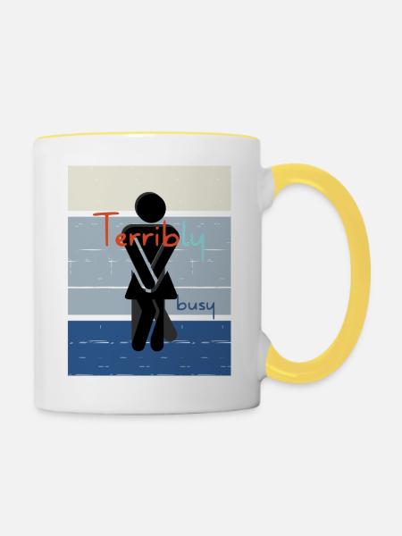 Monströs schrecklich beschäftigt. - Tasse zweifarbig - Weiß/Gelb