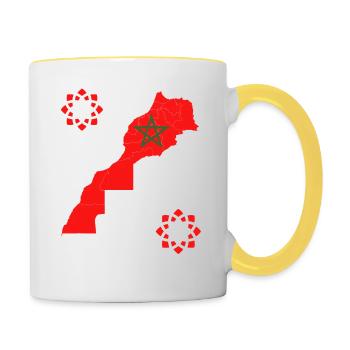 MOROCCAN DESIGN, moroccan flag, moroccan football - Mug contrasté - blanc/jaune - Droite