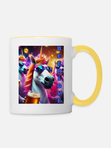 Beerlove - Tasse zweifarbig - Weiß/Gelb